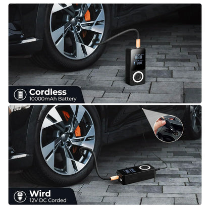 Tire Inflator Travel-Friendly Digital Pump With Auto Shutoff