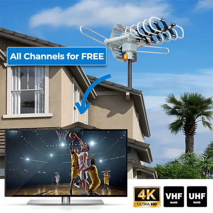 HD Outdoor TV Antenna 990 Mile Range Rotatable Mast