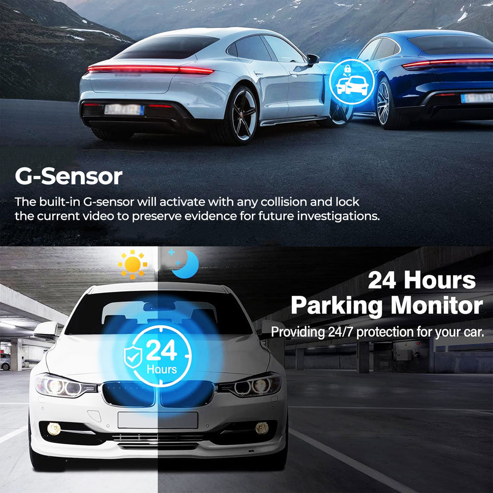 Dual UHD Dash Cam With Night Vision And Parking Monitor