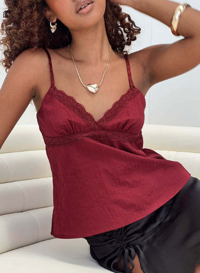 Variant image for Airy Cotton Tank Top for Women with Lace Details and Adjustable Straps, Summer Going Out Top in Sweet Lemonade-4