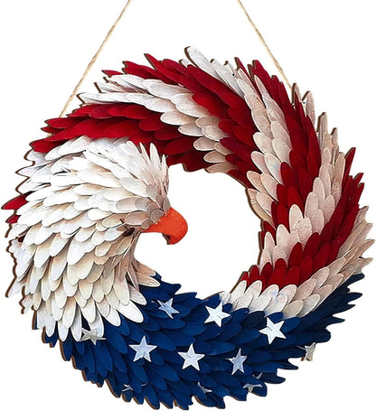Patriotic Wreath 12 Inch Eagle Door Decor Independence Day And Easter Themed Organic Wood Finish Gift Idea