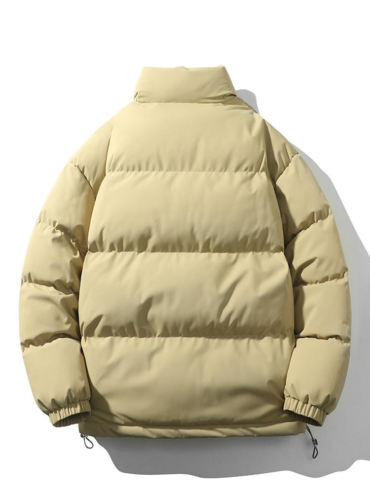 Light Men's Puffer Jacket - High Collar, Polyester