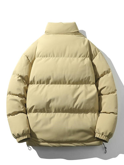 Light Men's Puffer Jacket - High Collar, Polyester