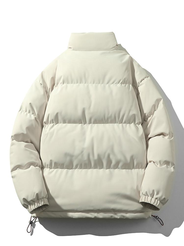 Light Men's Puffer Jacket - High Collar, Polyester