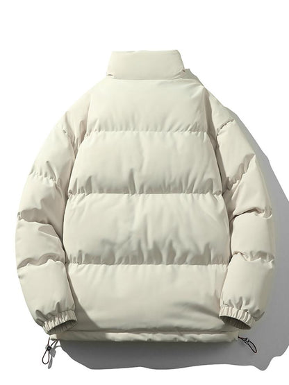 Light Men's Puffer Jacket - High Collar, Polyester