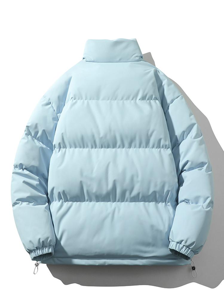 Light Men's Puffer Jacket - High Collar, Polyester