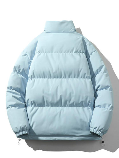 Light Men's Puffer Jacket - High Collar, Polyester