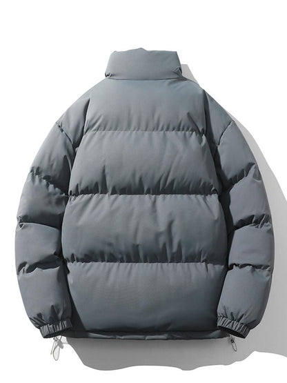 Light Men's Puffer Jacket - High Collar, Polyester
