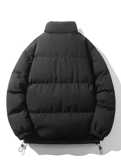 Light Men's Puffer Jacket - High Collar, Polyester