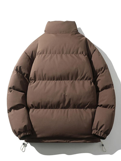 Light Men's Puffer Jacket - High Collar, Polyester