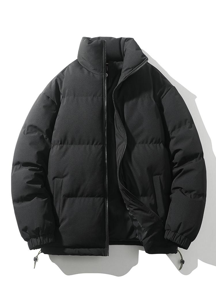 Light Men's Puffer Jacket - High Collar, Polyester