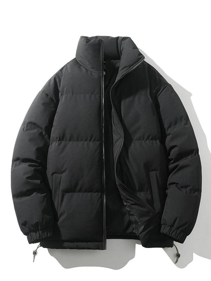 Light Men's Puffer Jacket - High Collar, Polyester
