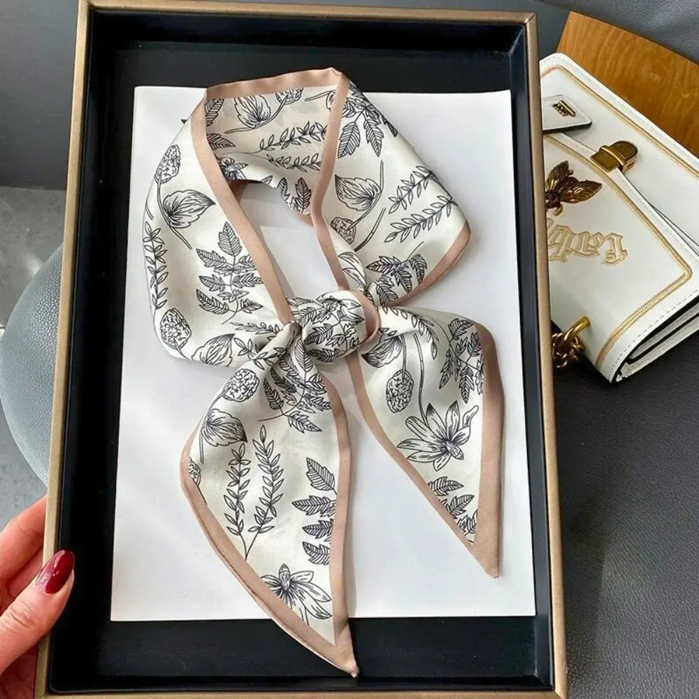 Light Women’s Slim Scarf - Botanical Satin, For Spring
