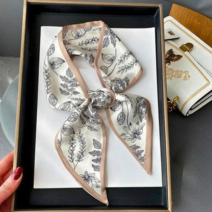 Light Women’s Slim Scarf - Botanical Satin, For Spring