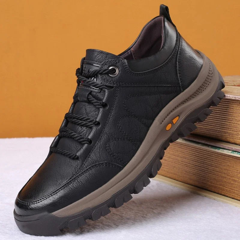 Hand-Sewn Leather Leisure Mens Shoes, Waterproof, Breathable, Ergonomic Insole, Durable Rubber Sole, Comfortable for Outdoor Activities-3