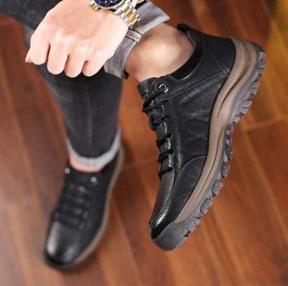 Hand-Sewn Leather Leisure Mens Shoes, Waterproof, Breathable, Ergonomic Insole, Durable Rubber Sole, Comfortable for Outdoor Activities-4