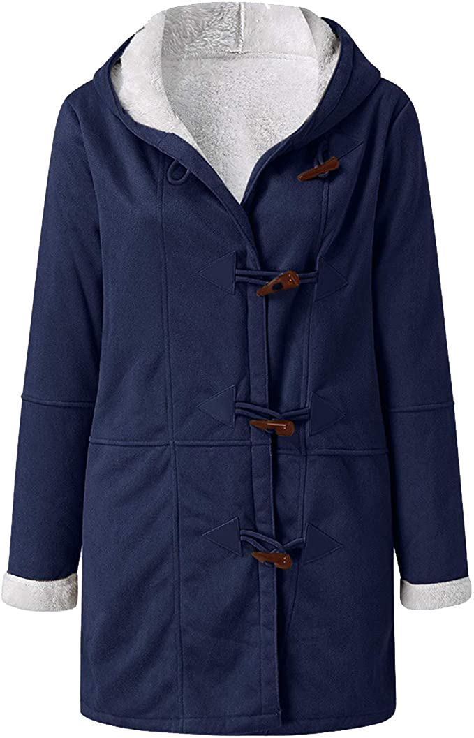 Womens Warm Winter Jacket - Hooded Mid-Thigh, Suede