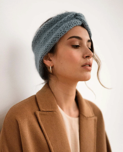 Plush Cozy Womens Knitted Headband - Twisted Mohair Warmth