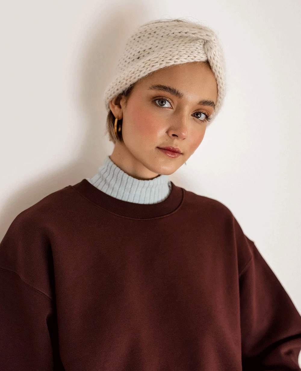 Plush Cozy Womens Knitted Headband - Twisted Mohair Warmth