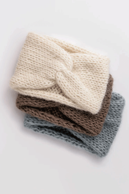 Plush Cozy Womens Knitted Headband - Twisted Mohair Warmth