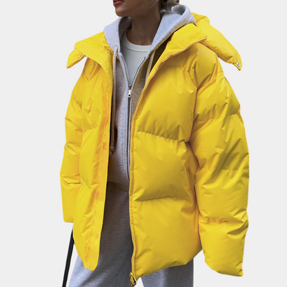 Women's Warm Puffer Jacket - Relaxed Quilted, For Winter