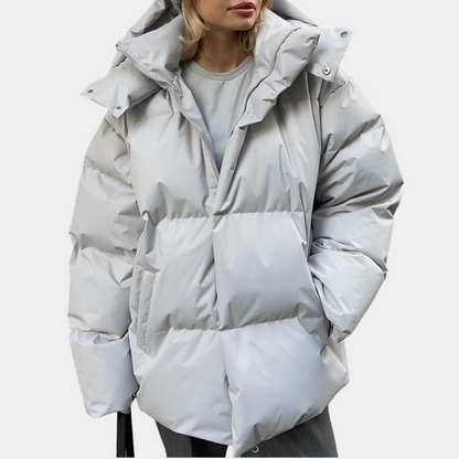 Women's Warm Puffer Jacket - Relaxed Quilted, For Winter