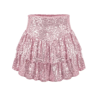 Fluttering Sequin Skirt in Silver, Gold, Black, Pink, and More - Elegant Party Wear with Comfortable Inner Lining-5