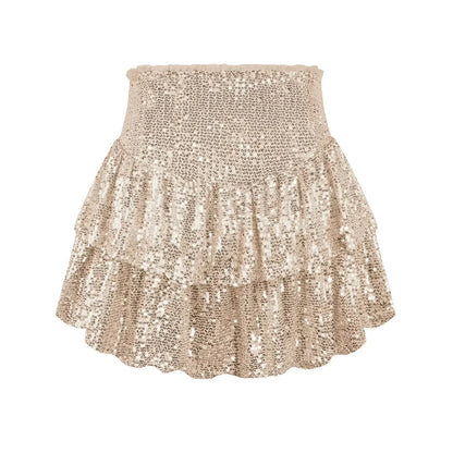 Fluttering Sequin Skirt in Silver, Gold, Black, Pink, and More - Elegant Party Wear with Comfortable Inner Lining-4