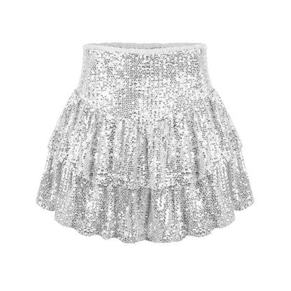 Fluttering Sequin Skirt in Silver, Gold, Black, Pink, and More - Elegant Party Wear with Comfortable Inner Lining-3