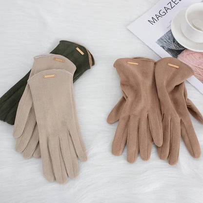 Plush Timeless Women Suede Gloves - Fitted, Cashmere Lined
