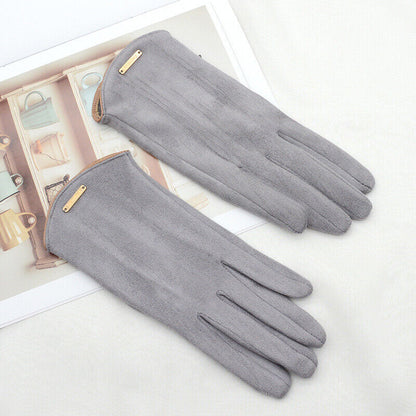 Plush Timeless Women Suede Gloves - Fitted, Cashmere Lined