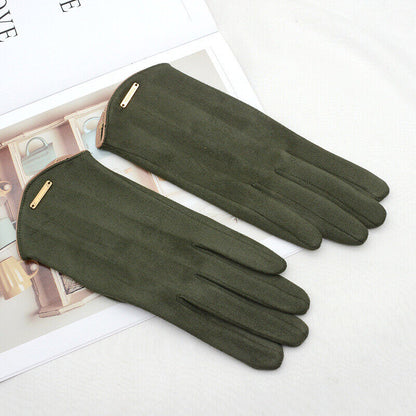 Plush Timeless Women Suede Gloves - Fitted, Cashmere Lined