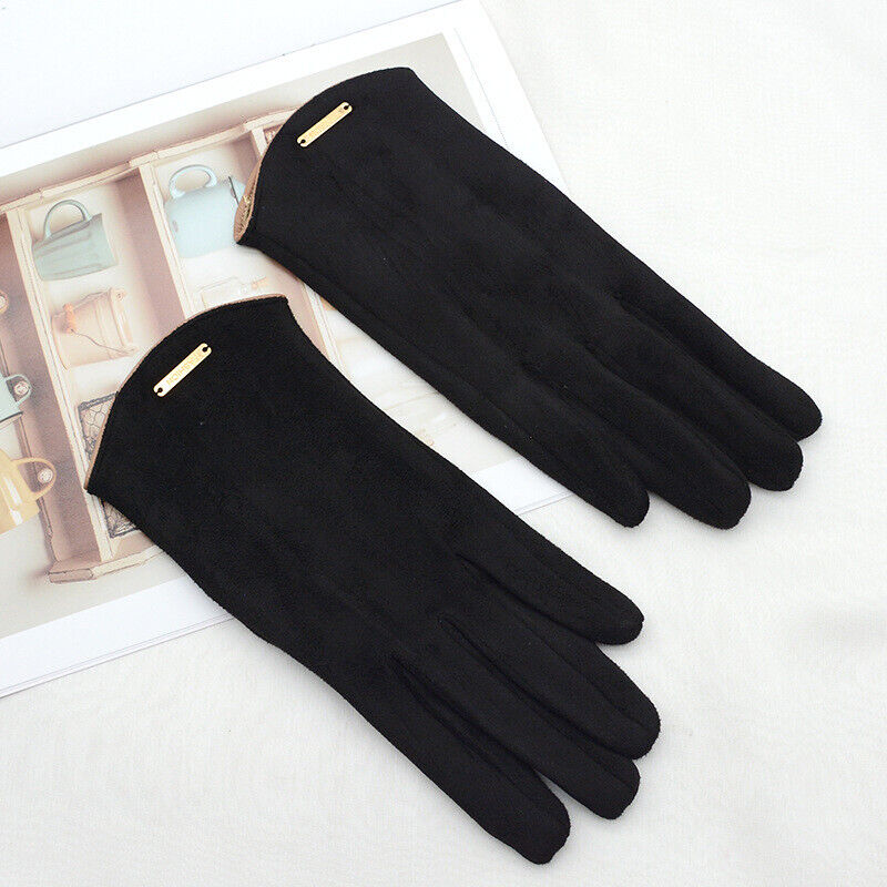 Plush Timeless Women Suede Gloves - Fitted, Cashmere Lined