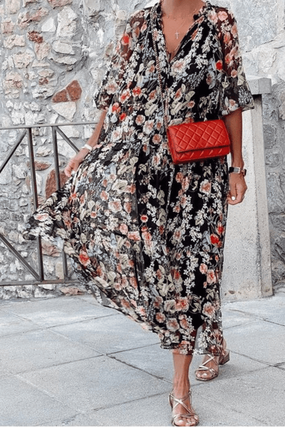 Comfortable Women's V-Neck Floral Dress for Spring and Summer - High-Quality Fabric, Normal Fit, Versatile Style-4