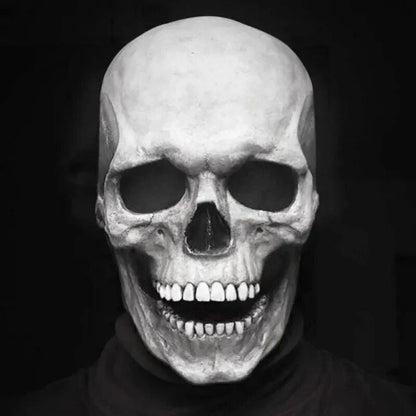 Full Realistic Head Skull Mask with Movable Jaw - Unisex Halloween & Cosplay Accessory for Ultimate Spooky Experience