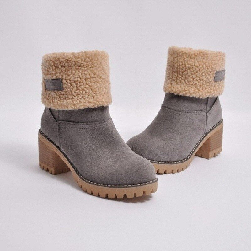 Women’s Insulating Winter Boots - Mid Calf Suede Cozy Lining