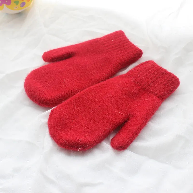 Women Warm Mittens - Ribbed Cuff Plush Faux Fur, Winter