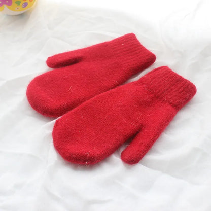 Women Warm Mittens - Ribbed Cuff Plush Faux Fur, Winter