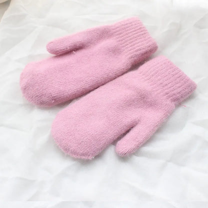Women Warm Mittens - Ribbed Cuff Plush Faux Fur, Winter