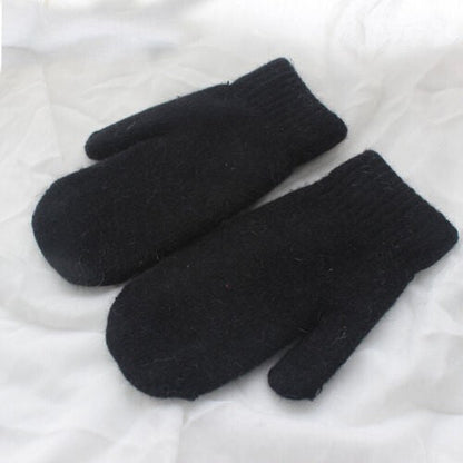 Women Warm Mittens - Ribbed Cuff Plush Faux Fur, Winter
