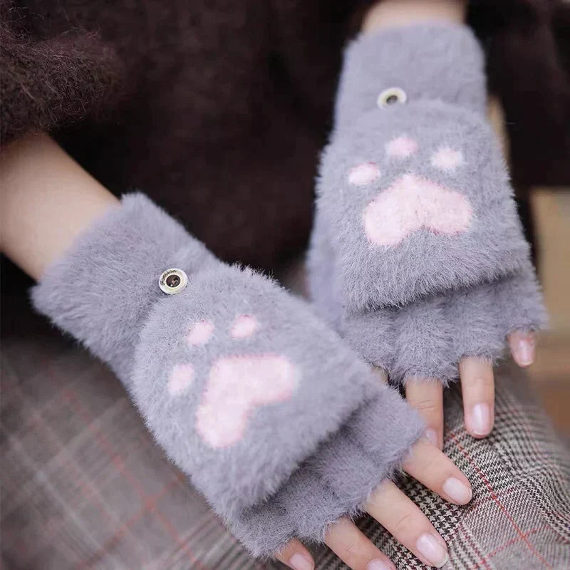 Plush Women’s Fingerless Mittens - Minky Foldover, Winter