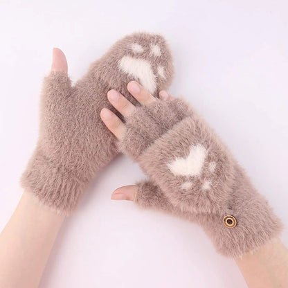 Plush Women’s Fingerless Mittens - Minky Foldover, Winter