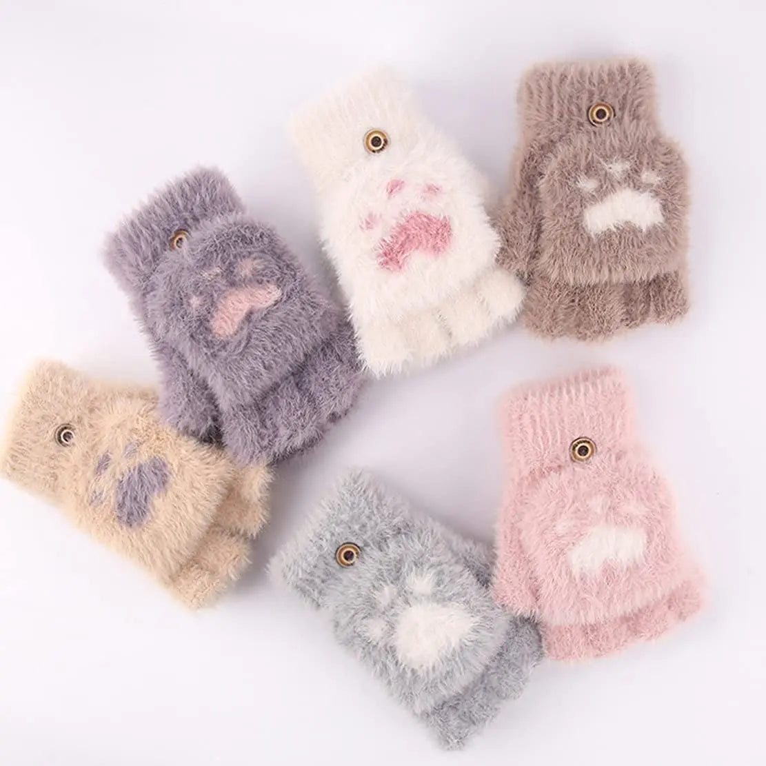 Plush Women’s Fingerless Mittens - Minky Foldover, Winter