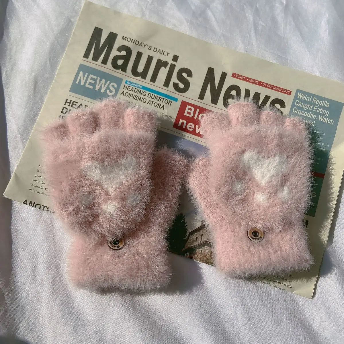 Plush Women’s Fingerless Mittens - Minky Foldover, Winter