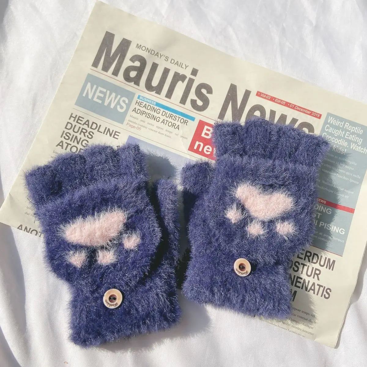 Plush Women’s Fingerless Mittens - Minky Foldover, Winter