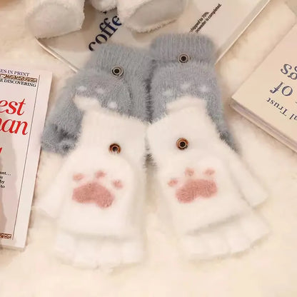Plush Women’s Fingerless Mittens - Minky Foldover, Winter