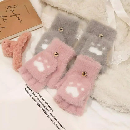 Plush Women’s Fingerless Mittens - Minky Foldover, Winter