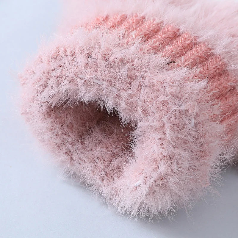 Plush Women’s Fingerless Mittens - Minky Foldover, Winter