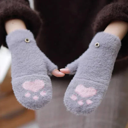 Plush Women’s Fingerless Mittens - Minky Foldover, Winter
