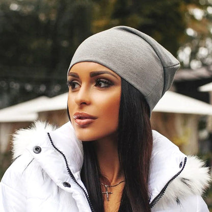 Plush Cozy Womens Beanie - Slouch Back, Cotton Blend, Winter